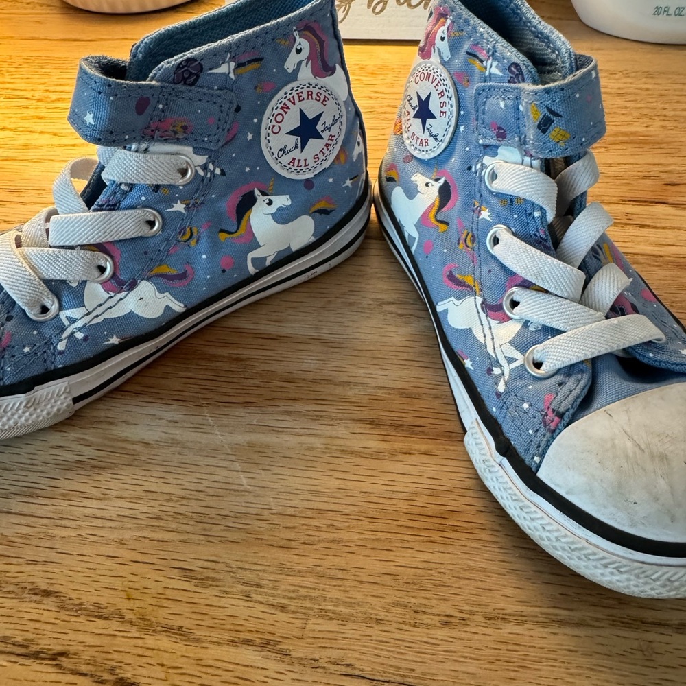 Kids Blue Unicorn Converse High-Top Sneakers